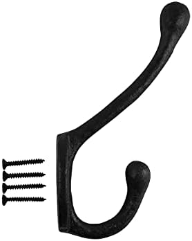 Renovators Supply Manufacturing Double Wall Hook, Wrought Iron Black Powder C...