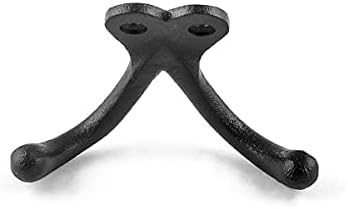 Renovators Supply Manufacturing Double Wall Hook, Cast Iron Black Powder Coat...