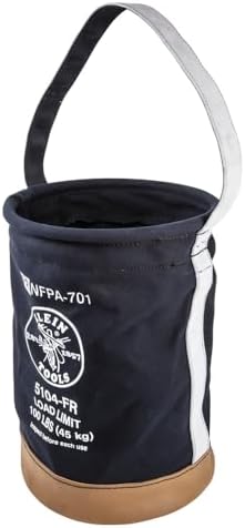Klein Tools 5104FR Canvas Bucket, Flame-Resistant Tool Bucket Made of No. 4 C...