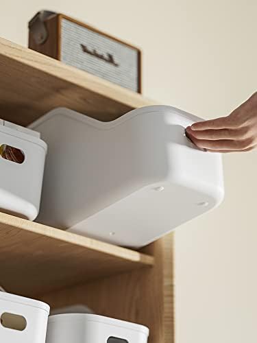 White Plastic Bins/Storage Organizers - Pantry Baskets, Bins for Shelves, Org...