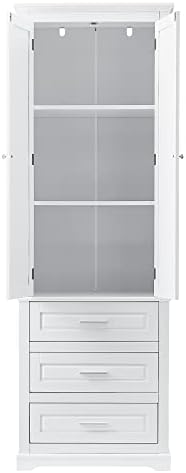 Polibi Tall Storage Cabinet with 3 Drawers, 3-Tier Adjustable Shelves & 2...