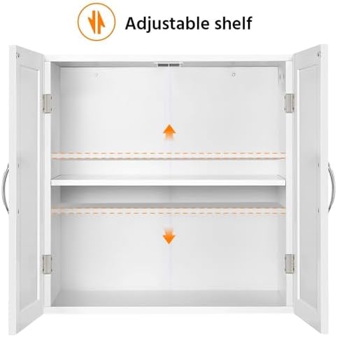 Yaheetech Wall Mounted Bathroom Storage Cabinet with Doors, Laundry, White