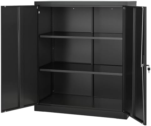 VEVOR Metal Storage Cabinet, 41.7 in Steel Garage Cabinet with 2 Adjustable S...
