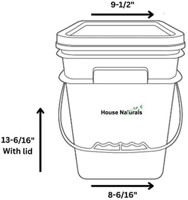 House Naturals 4 Gallon Square Food Grade Bucket Pail with Lid (Pack of 4) Ma...