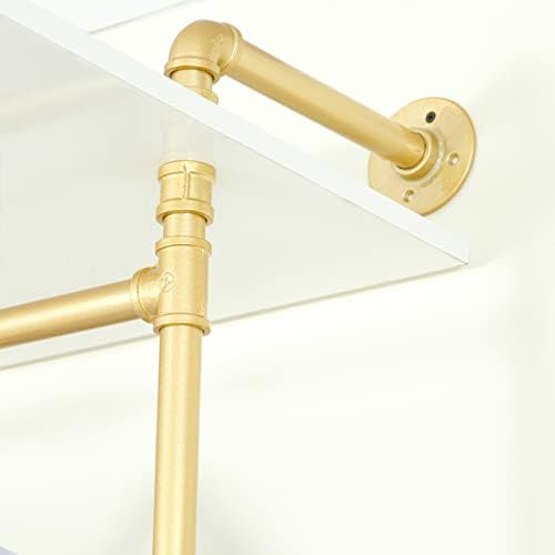Industrial Clothing Store 2-Tier Pipe and Wood Garment Rack,Wall Mounted Stor...