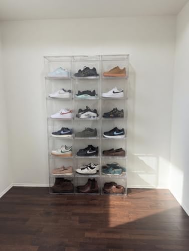 5 Pack Clear High-Top Sneaker Boxes, Wide Magnetic Door, Acrylic Shoe Box