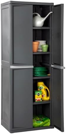 Sterilite 4 Shelf Cabinet, Lockable Utility Storage, Gray, 2-Pack