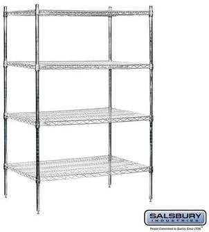 Salsbury Industries Stationary Wire Shelving Unit, 36-Inch Wide by 63-Inch Hi...