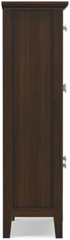 SIMPLIHOME Acadian 32" Wide Solid Wood Shoe Cabinet in Brunette Brown