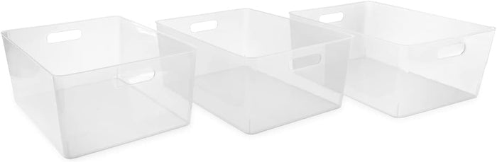 Isaac Jacobs 3-Pack XL Clear Storage Bin Set (13.9" x 10.6" x 5.75")