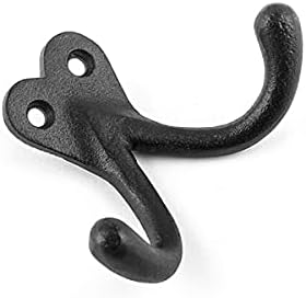 Renovators Supply Manufacturing Double Wall Hook, Cast Iron Black Powder Coat...