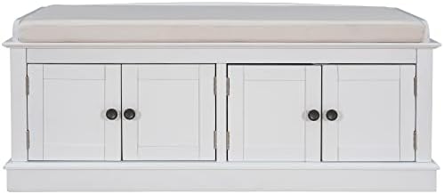 GDFStudio Jasd Storage Bench with 4 Doors and Adjustable Shelves, Removable C...