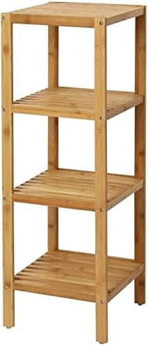 Standing Shelf 4-Tier Kitchen Bamboo Storage Rack Multifunctional Square Stan...