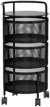 JAQ No Assembly Rotating Kitchen Storage Organizer, 3-Tier Metal Basket Rack ...
