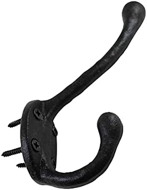 Renovators Supply Manufacturing Double Wall Hook, Wrought Iron Black Powder C...