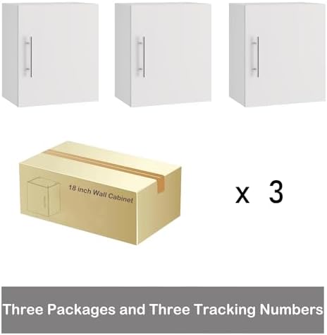 Small Wall Cabinet set of 3, 18" W x 12" D x 20" H Wooden Wall...