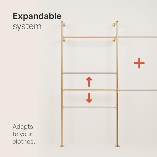 pamo Gold Clothing Rack Wall Mounted – 117" W × 87" H, 750 lbs
