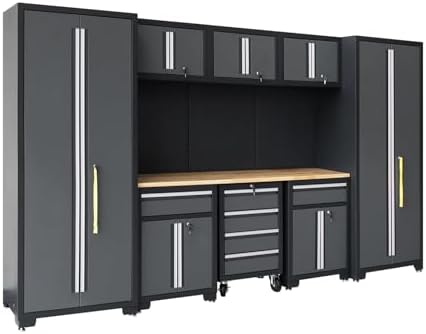 Garage Storage Cabinet System 9-Pcs Workshop Set, Black