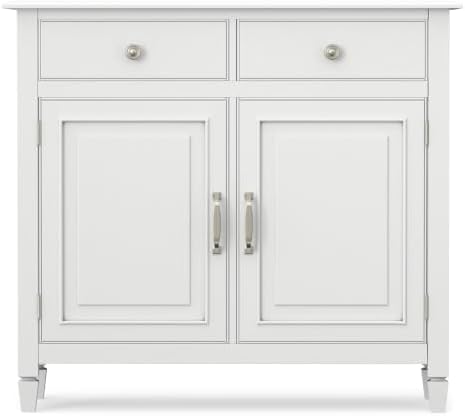 SIMPLIHOME Connaught 40" Wide Solid Wood Storage Cabinet in White