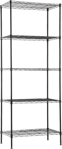 14" D×24" W×60" H Wire Shelving Unit Metal Commercial Shelf with 5 Tier Layer Rack Strong Steel for Restaurant Garage Pantry Kitchen Garage,Black