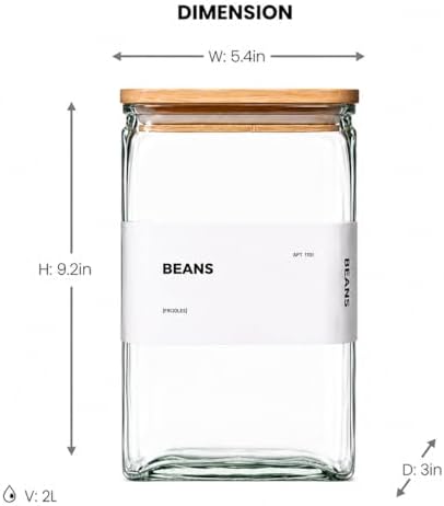 APT 1101 Glass Storage Jars with Bamboo Lid, glass canisters with airtight li...