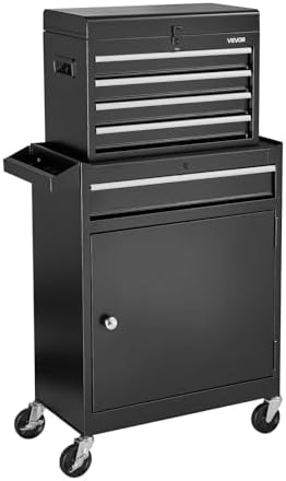 VEVOR Rolling Tool Chest, 2-in-1 Design, 5 Drawers Tool Cabinet Organizer wit...
