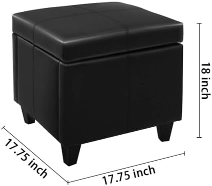 CangLong 18'' Square Storage Ottoman,Faux Leather Foot Rest Stools wi...