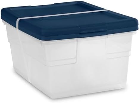Sterilite 2 Pack Storage Boxes, Clear Plastic Stackable Bins with Lids, 16 Qu...