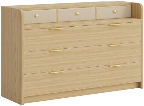 MapleGrace 53'' Wide 9 Drawer Dresser for Bedroom, Wood TV Stand Dres...