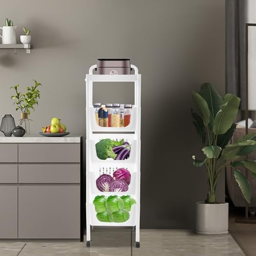 5 Tier Kitchen Organizer,Hollow-Cut Floor-Standing Fruit Vegetable Basket wit...