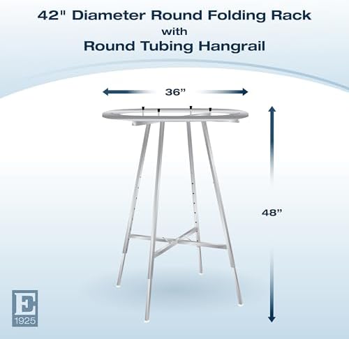 Econoco 36in Round Folding Garment Rack, Adjustable 48–66in H, Chrome