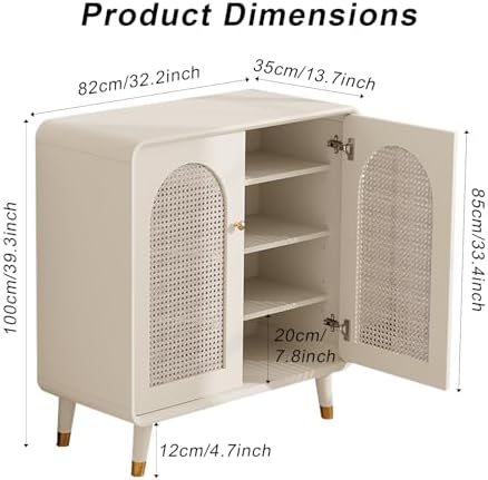 Luxury Closet Freestanding Shoe Cabinet, 4 Tier Wooden Shoes Storage Organize...