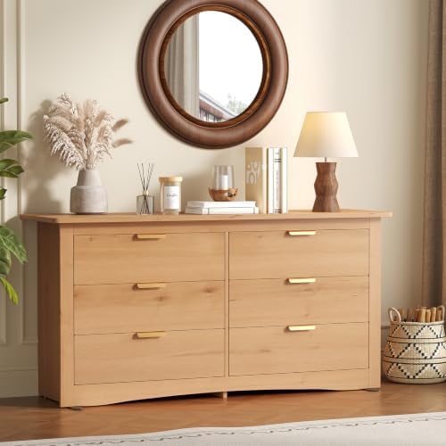DUMOS 6-Drawer Storage Cabinet, 59" Wide Modern Chest of Drawers, Wood