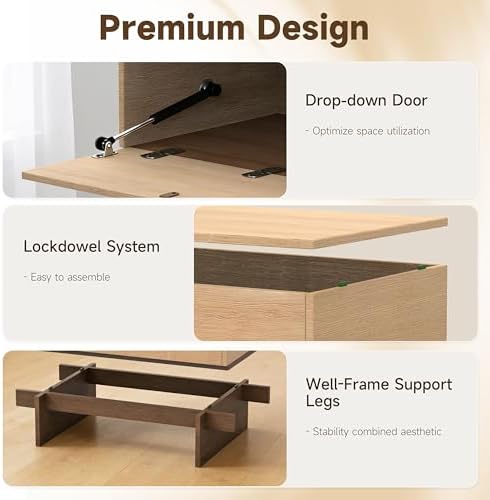 Sebastack Shoe Cabinet for Entryway, 28.6" W in Walnut Oak