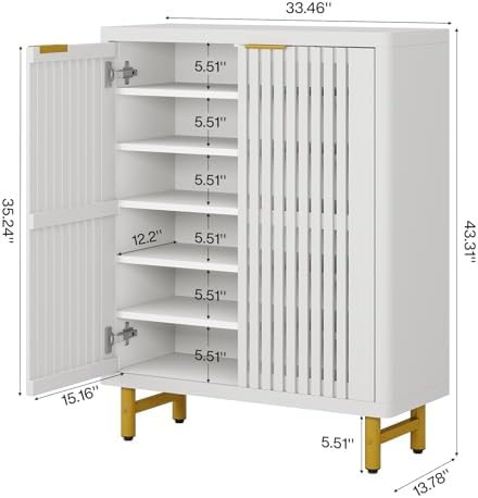 Tribesigns Shoe Cabinet with Shutter Doors