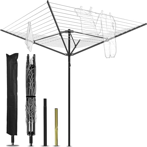 Nisorpa Outdoor Umbrella Drying Rack,12 Lines with 165 Feet Umbrella Clothesl...