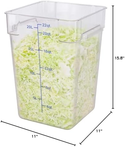 Met Lux 22 Quart Brine Bucket, 1 Square Marinating Container - With Volume Ma...