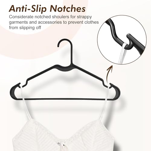 HOUSE DAY Black Plastic Hangers 100 Pack, Slim Clothes Hangers for Closet