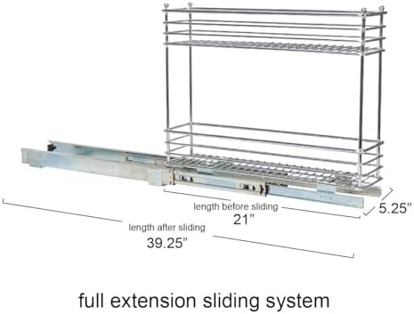 Household Essentials Chrome 2-Tier Sliding Cabinet Organizer, 5"