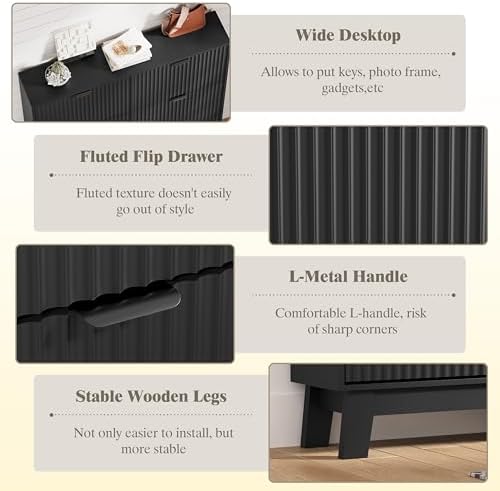 HUANLEGO Shoe Cabinet Storage for Entryway with 6 Flip Drawers, Black