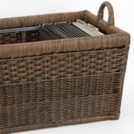 The Basket Lady Lift-Off Lid Wicker Storage Basket, M, Walnut Brown