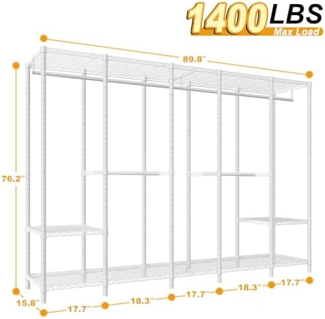 ULIFHOME H50 Clothes Rack, Large Clothing Racks for Hanging Clothes, White