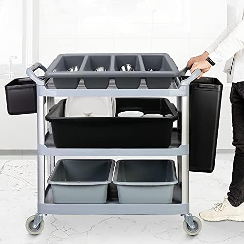 Begale 4-Pack Commercial Cutlery Bin, 4-Compartment Cutlery Bin, Gray