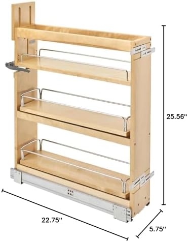 Rev-A-Shelf Wood Base Cabinet Swivel Pullout Organizer w/Soft-Close