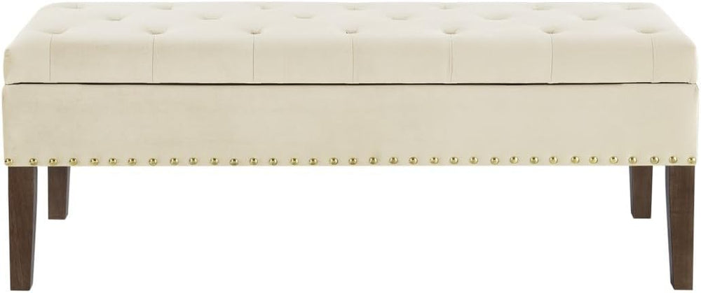 24KF Velvet Modern Upholstered Tufted Button Storage Bench with Studded Nails...