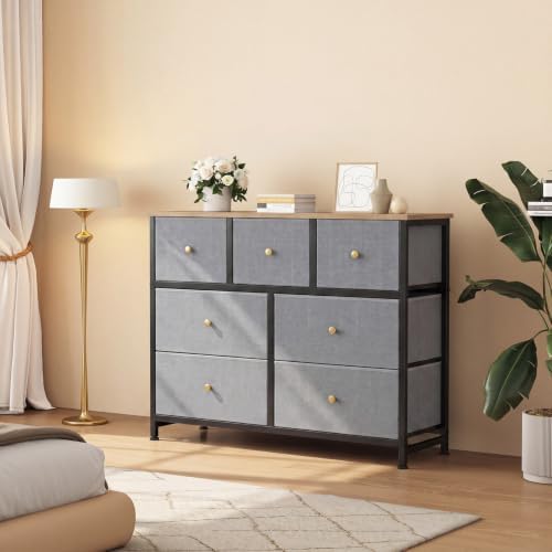 OLIXIS 7 Drawer Fabric Dresser, Storage Tower for Bedroom and Closet