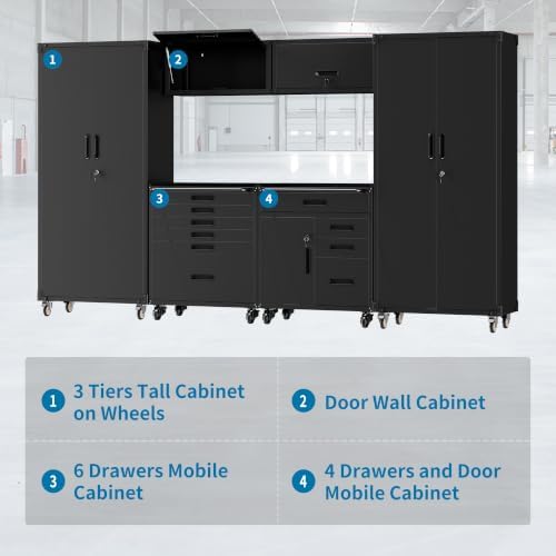 6-Piece Garage Storage Cabinets System Heavy Duty Workshop Set