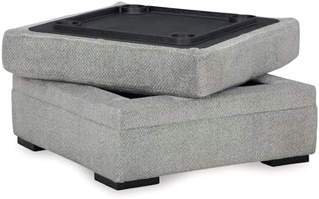 Signature Design by Ashley Square Ottoman with Storage and Cup Holders
