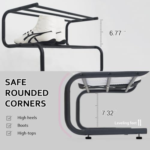 Small Metal Shoe Rack, 2 Tier 5-Shaped Shoe Storage Organizer