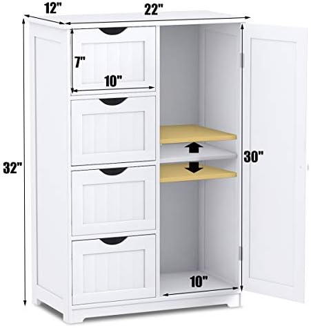 Giantex Bathroom Storage Cabinet with Drawers - 4 Drawer Storage Organizer w/...